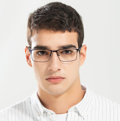 Futura rectangle blue metal frame Eyeglasses from ANRRI